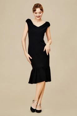 Cheap 🌟 BABEYOND Elegant Piled Neck Ruffled Midi 👗 Dress 💯