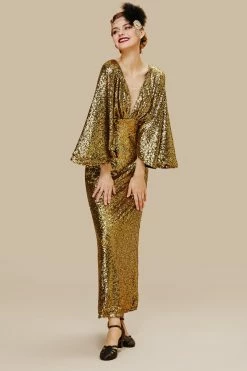 Coupon 🌟 BABEYOND Scoop Neck Sheer Angel Sleeve Maxi 👗 Dress ⌛