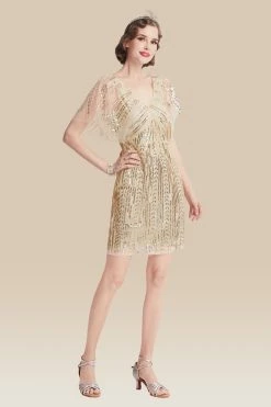 Deals โค๏ธ BABEYOND Glitter Sequin Bat Sleeve Cocktail ๐ Dress ๐งจ