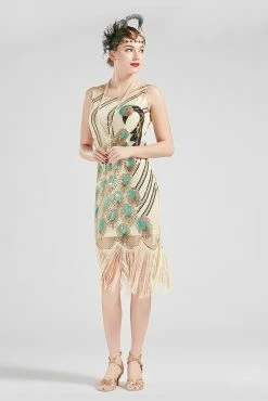 Promo 😀 BABEYOND Glitter Sequin Peacock Scoop Neck 👗 Dress 🤩 -1920's Shop 5 2 2 scaled