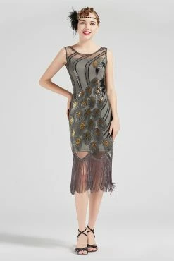 Promo 😀 BABEYOND Glitter Sequin Peacock Scoop Neck 👗 Dress 🤩 -1920's Shop 6 1 scaled