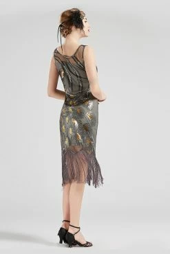 Promo 😀 BABEYOND Glitter Sequin Peacock Scoop Neck 👗 Dress 🤩 -1920's Shop 6 3 scaled