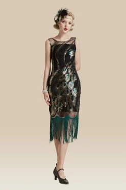 Promo ๐ BABEYOND Glitter Sequin Peacock Scoop Neck ๐ Dress ๐คฉ