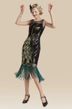 Promo 😀 BABEYOND Glitter Sequin Peacock Scoop Neck 👗 Dress 🤩 -1920's Shop 8.1834573 2 scaled