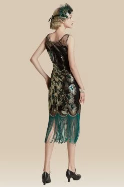 Promo 😀 BABEYOND Glitter Sequin Peacock Scoop Neck 👗 Dress 🤩 -1920's Shop 8.1834600 2 scaled
