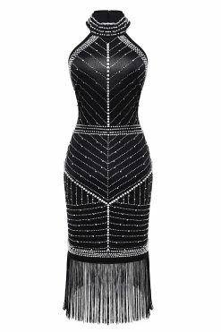 Budget ⭐ BABEYOND Beaded Crew Neck Fringed 👗 Dress 🔔 -1920's Shop Beaded Crew Neck Fringed Dress Black 1 scaled