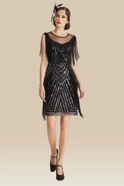 Top 10 ๐ BABEYOND Striped Sequin Collared Gatsby ๐ Dress โญ