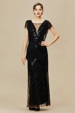 Budget 🔥 BABEYOND Scoop Neck Sheer Tiered Fringe Sequin 👗 Dress 🥰