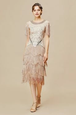 Discount ✨ BABEYOND Sheer Sleeves Tiered Fringe Sequin 👗 Dress 🎉