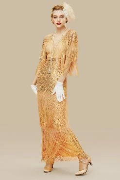 Best Sale โ๏ธ BABEYOND Strap V Neck Sequin ๐ Dress With Shawl ๐