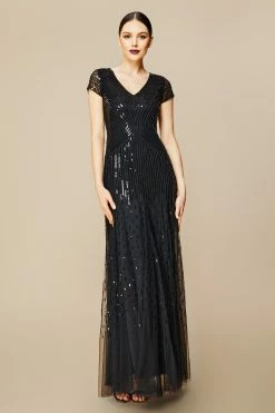 Budget 🎁 BABEYOND V Neck Sequin Maxi Bodycon 👗 Dress 🎉