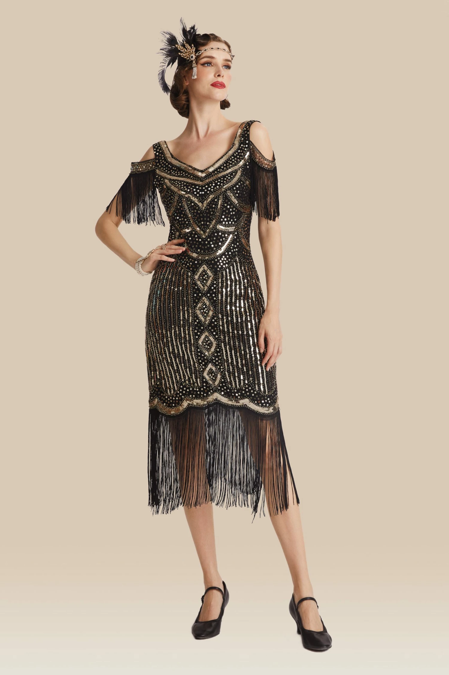 Deals 🥰 BABEYOND Beaded Off Shoulder Flapper 👗 Dress ✨ 4 Deals 🥰 BABEYOND Beaded Off Shoulder Flapper 👗 Dress ✨ - Image 4