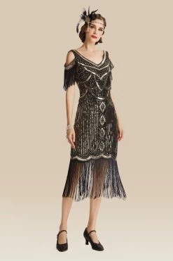 Deals 🥰 BABEYOND Beaded Off Shoulder Flapper 👗 Dress ✨